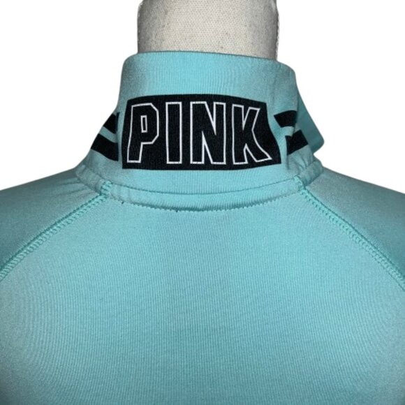 PINK Ultimate Victoria's Secret Teal Hem Quarter Zip Pullover Women's - Picture 6 of 12